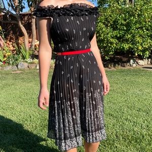 ALFANI summer dress black white ruffles pleats